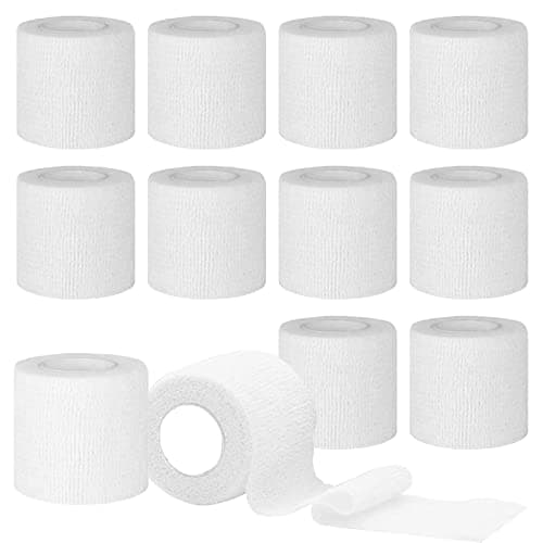 Image of Self Adhesive Bandage Tape, 5cm x 4.5m Elastic Cohesive Bandages Sock Football Wrist Finger Tape, Vet Wrap for Dogs, Horses, Pets(12 Pack, White)