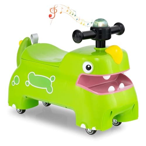 Image of COSTWAY Toddler Ride on Car, Foot to Floor Slider with Lights, Music, Horn, Under Seat Storage, Developmental Ride on Toy for Boys Girls 18+ Months Old (Green)