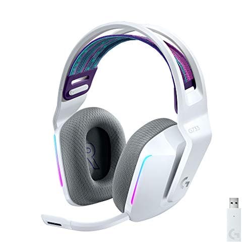 Image of Logitech G G733 LIGHTSPEED Wireless Gaming Headset with suspension headband, LIGHTSYNC RGB, Blue VO,CE mic technology and PRO-G audio drivers, Lightweight, 29 Hour battery life, 20m range - White