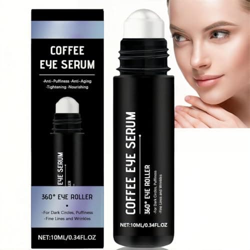 Image of Caffeine Eye Serum Cream for Dark Circles & Puffy Eyes,Anti-Aging Under Eye Serum with 360° Massage Rollerball,Hydrating Eye Cream,Reduce Bags,Wrinkles and Fine Lines,Suitable for Men and Women