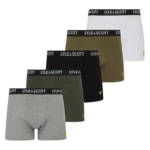Image of Lyle & Scott Men's Trunks Pack of 5 | Cotton | Elastic Waistband, 632 Black/Capers/Bright White/Grey Marl/Climbing Ivy, L