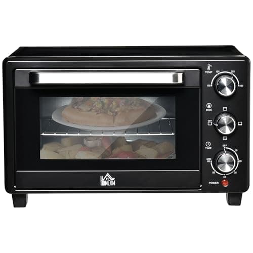 Image of HOMCOM Mini Oven, 21L Countertop Electric Grill, Toaster Oven with Adjustable Temperature, Timer, Baking Tray and Wire Rack, 1400W, Black