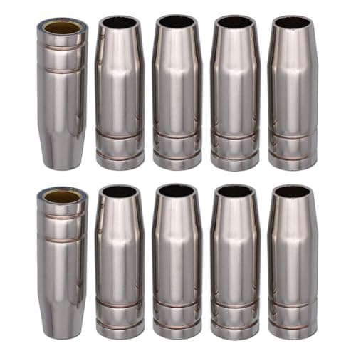 Image of Auratrove 10 Pack 15AK MB15 MIG MAG Welding Torch Conical Gas Nozzle Cup, Nickel Plated Brass Protection Nozzle for MB-15AK Welding Gun, 12mm and 18mm Diameter