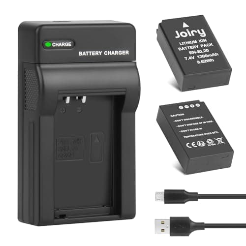 Image of Joiry 2x EN-EL20 EN-EL20a Battery and Charger for Nikon Coolpix P1000, P950, 1 AW1, 1 J1, 1 J2, 1 J3, 1 S1, 1 V3, DL24-500, Coolpix A Cameras, 1300 mAh