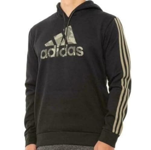 Image of Adidas BOS Fleece Camo Logo Hoodie Black Size Medium