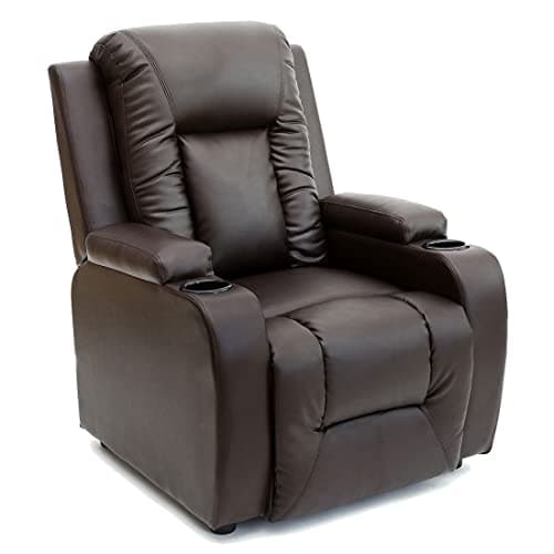 Image of More4Homes OSCAR BONDED LEATHER RECLINER w DRINK HOLDERS ARMCHAIR SOFA CHAIR RECLINING CINEMA (Brown)