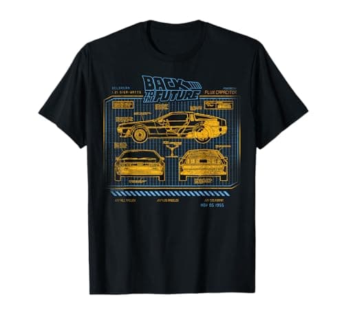 Image of Back To The Future 35th Anniversary DeLorean Schematics T-Shirt