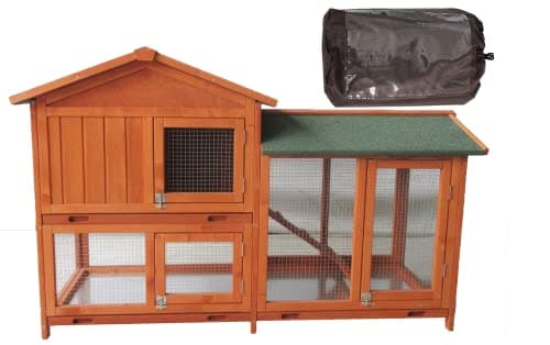 Image of Bunny Business The Grove Red Double Decker Rabbit/Guinea Pig Hutch and Run EXTRA DEPTH WITH FLOOR (RED GROVE, HUTCH AND COVER)