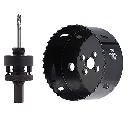 Image of 92mm(3-5/8") HSS Hole Saw for Wood, M42 Bi-Meta Vent Cutter in 30mm Cutting Depth, Black Finished Soffit Cutter Saw with Heavy Duty Hex Shank Arbor