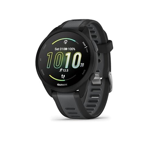 Image of Garmin Forerunner 165 with Music, 43mm GPS running smartwatch, lightweight, AMOLED touchscreen, advanced training & insights, safety & tracking features, up to 11 days battery life, Black