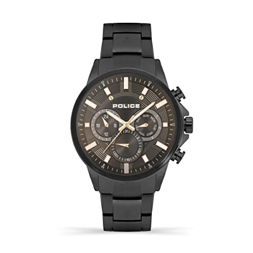 Image of Police Kismet Mens Multifunction Watch with Black Dial and Black Stainless Steel Bracelet, 47mm Stainless Steel Case in Branded Watch Box PEWJK2195101-2 Year Warranty