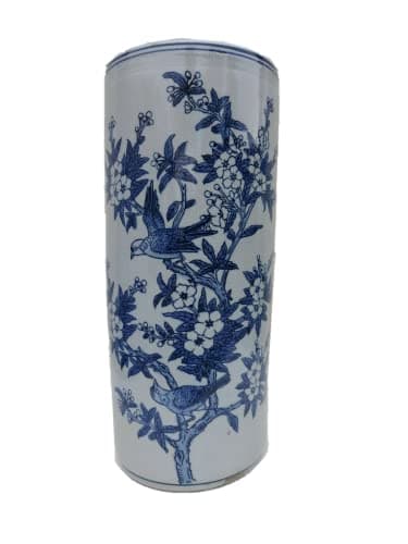 Image of Victorian Bird Design Classic Umbrella/Walking Stick Holder Ceramic 18" Round