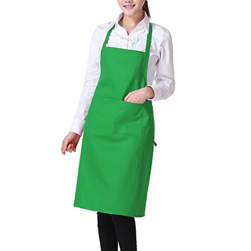 Image of Gemini_mall® Plain Unisex Cooking Catering Work Apron with Double Pocket - Green