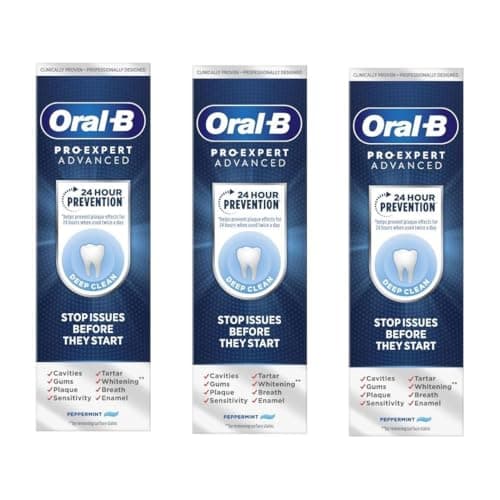 Image of Pro-Expert Advanced Deep Clean Toothpaste, Peppermint, 24 Hour Prevention, 75ml, Pack of 3