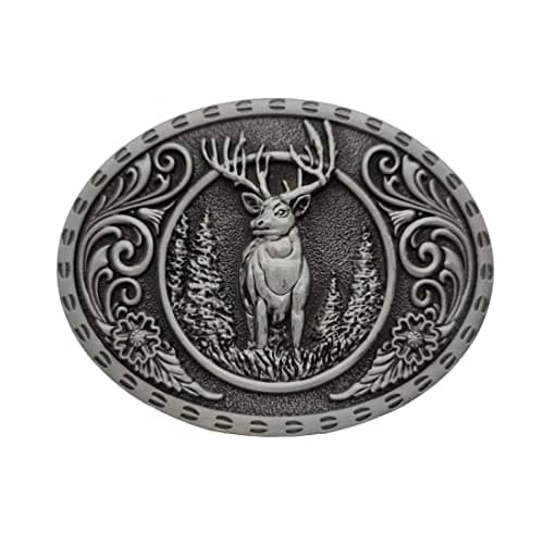 Image of Xwest Wild Stag Belt Buckle Grey Deer Buckles