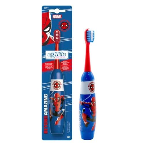 Image of Marvel Spiderman Kids Battery Powered Electric Toothbrush with Soft Bristles, Enhanced Vibration, Protection Cap & Battery Included for Children Aged 4-14 Years Old, BPA-Free & Non-Toxic Toothbrush