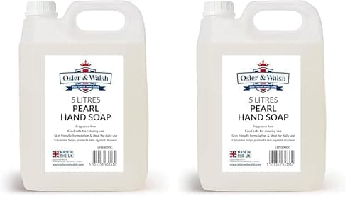Image of Osler & Walsh 5 Litre Pearl Hand Soap, Lightly Fragranced Hand Wash for Home, School and the Workplace. Hydrates & Softens Skin, Non-Sticky Liquid Hand Soap Protects Skin From Dryness (Pack of 2)