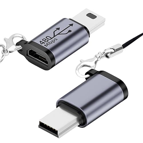 Image of Seminer 2 Pack Micro to Mini USB Adapter, Female to Male Convert Connector, Compatible with Digital Cameras, Computer, GPS