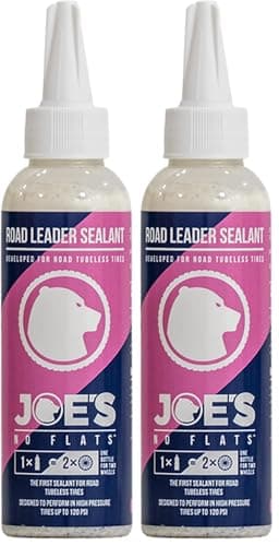 Image of JOE'S NO FLATS Road Leader Sealant – High-Pressure Tubeless and Inner Tube Puncture Sealant for Road and Gravel Bikes - Lightweight, Ammonia-Free, Fast-Acting Formula (Pack of 2)