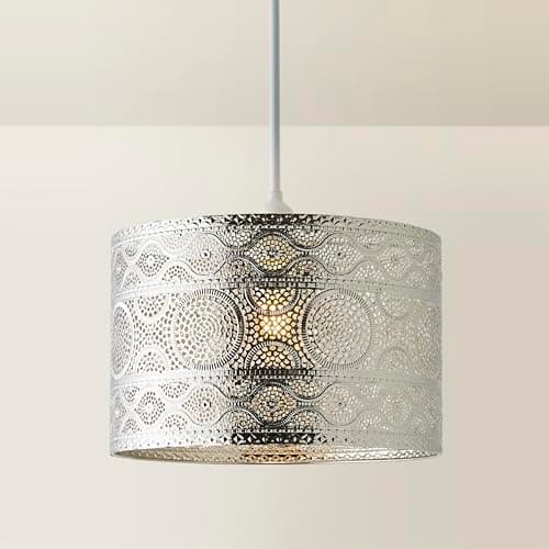 Image of MiniSun | Moroccan Style Silver Chrome Ceiling Pendant Shade | Pendant Lights, Home Décor & Improvement Essential | 300mm Shade Width