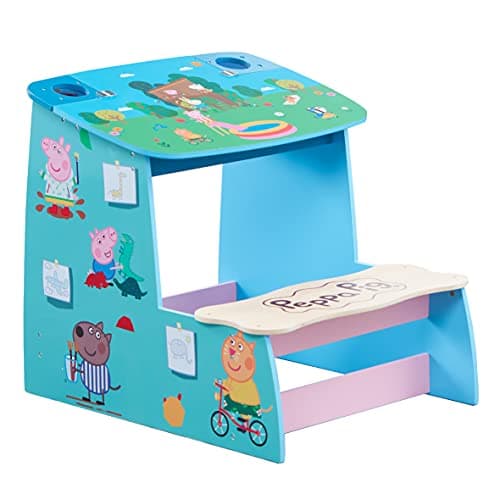 Image of Peppa Pig Wooden play desk, chalk board and storage compartment Made from FSC certified wood