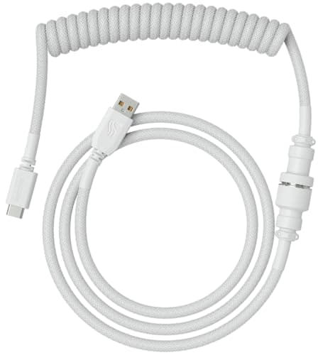 Image of Glorious Gaming Premium Coiled Keyboard Cable - Gold Plated USB-A (PC) to USB-C (Keyboard), Tangle Resistant, Double Braided Sleeving for Peak Durability, 5-Pin Aviator Mid-Connection - Ghost White