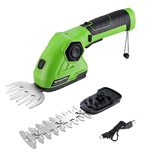 Image of WORKPRO 2 in 1 7.2V Cordless Hedge Trimmer & Grass Shear with Lithium-Ion Battery, Handheld Hedge Cutter with 2 Blades, Grass Trimmer with 180° Rotatable Handle, Ideal for Shrub, Garden, Lawn