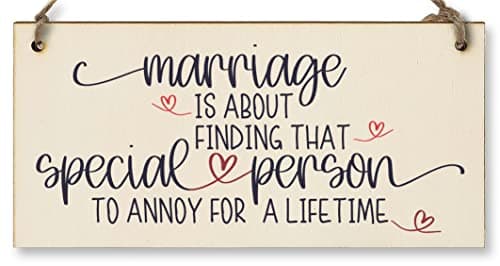Image of Handmade Wooden Hanging Wall Plaque Happy Marriage Special Person Annoy Lifetime Decorative Sign Wedding Gift