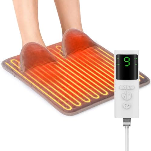 Image of Electric Heated Foot Warmer for Men and Women, Feet Heating Pads Electric Feet Warmer with LCD Display & 9 Temperature Setting, Heated Foot Warmers for Under Desk, Office,Home
