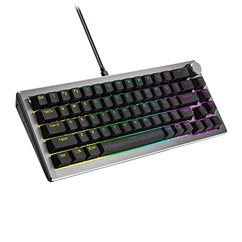 Image of Cooler Master CK720 65% Space Gray Hot Swappable Mechanical Gaming Keyboard, Kailh Box V2 Linear Red Switches, Customizable RGB, USB-C Connectivity, 3-Way Dial, QWERTY