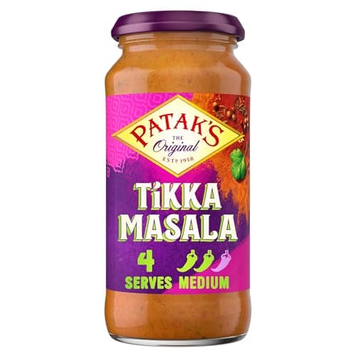 Image of Patak's Tikka Masala Curry Sauce 450g | Medium Spice | Serves 4 | Authentic Indian Simmer/Cooking Sauce