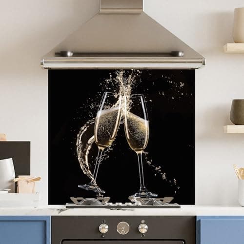 Image of Premium 65 x 60cm Champagne Flute 6mm Glass Toughened Kitchen Splashback