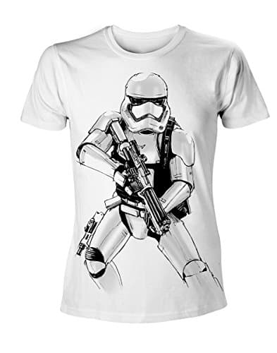 Image of STAR WARS Men's The Force Awakens Adult Male Armed Stormtrooper Sketch Short Sleeve T-Shirt, White, Small