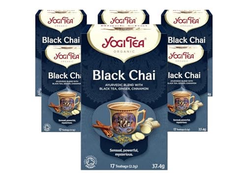 Image of Yogi Tea, Black Chai, Organic Herbal Tea, Blend of Black Tea, Ginger and Cinnamon, 6 Packs x 17 Tea Bags (102 Teabags Total)