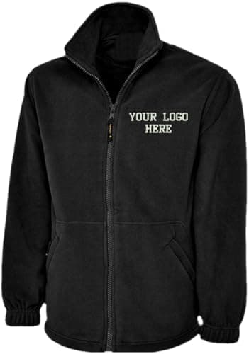 Image of Personalised Embroidered Logo Full Zip Fleece Unisex Jacket, Free Left Chest Text and Your Customise Logo