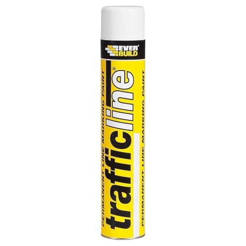 Image of Everbuild Trafficline Permanent Line Marking Spray Paint – Trafficable 1 Hour After Application – White – 700ml