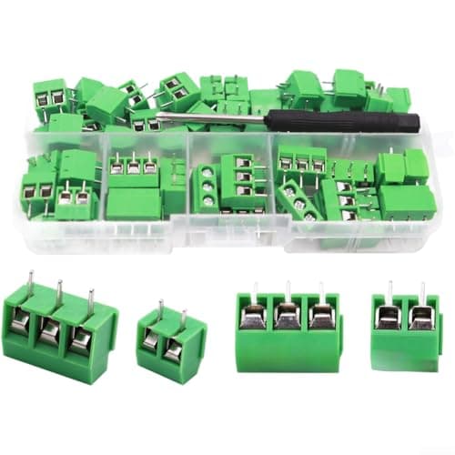 Image of Glewi 60PCS KF301 PCB Terminal Blocks 2P and 3P Configuration 5mm Pitch Screw Fastening Connectors for 14 AWG through 22 AWG Cabling