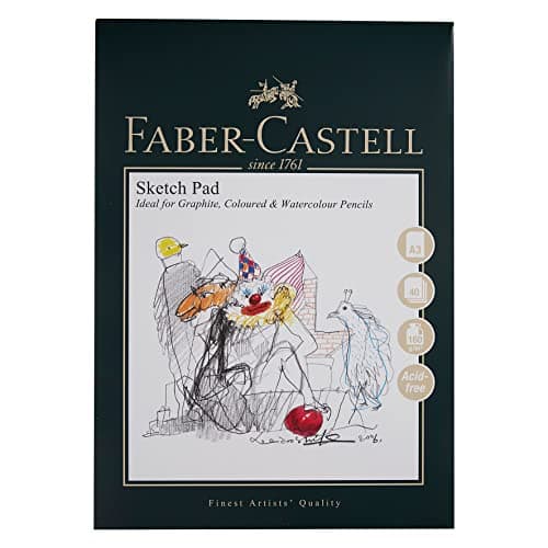 Image of Faber-Castell Art & Graphic Sketch Pad, A3, Acid Free Gummed Paper Pad, 160 GSM, 40 Sheets for Graphite, Pencil, Coloured and Watercolour Pencils, Charcoal, Pitt Pens, Arts, Craft, Home and School
