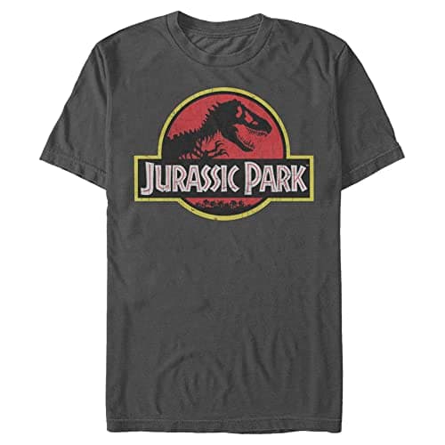 Image of Jurassic Park Men's Classic Movie Logo T-Shirt, Charcoal, Medium