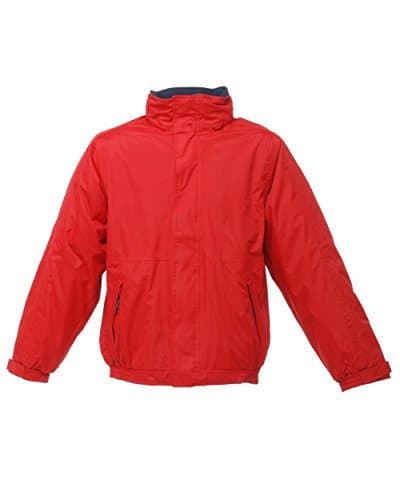 Image of Regatta Dover Jacket Fleece Lined Waterproof with concealed Hood (L, Classic Red/Navy)