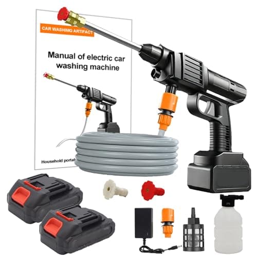 Image of Cordless Pressure Washer With 2 Batteries, Hand Held Battery Power Jet Wash Pro Kit For Car Garden Patio Floor Cleaning With 5m Hose