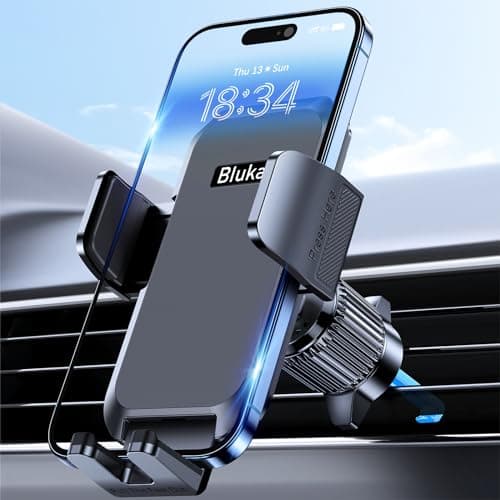 Image of Blukar Car Phone Holder, Air Vent Car Phone Mount Cradle for 360° Rotation, Upgraded Ultra Stable Hook Clip - One Button Release Function for iPhone, Galaxy All 4.0''-7.0'' Smartphones