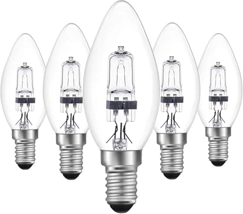 Image of WITSUN ECO Small Edison Screw Candle Bulb 28W, 5 Pack 2800K Warm White - Dimmable Clear Glass Candle Shape Bulbs for Chandeliers, Wall Lights & Pendant Fixture