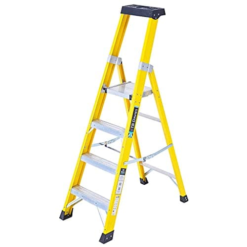 Image of TB Davies 1236-004 Trade Electrician Platform Step Ladders, 4 Tread, Platform Height 1.0m, GRP Fibreglass, Built-in Tool Tray, 150kg Work Load, EN131