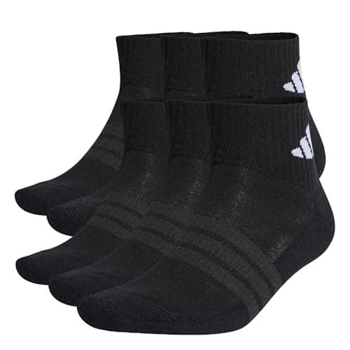 Image of adidas Unisex Cushioned Essentials Ankle Socks 6 Pair Pack, black/black/white, 10.5-12.5