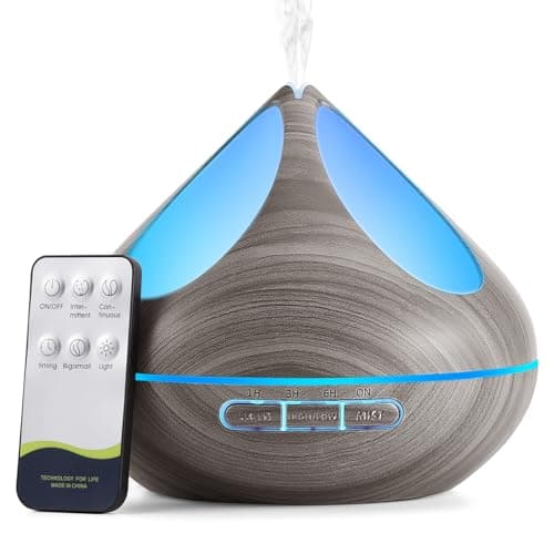 Image of VitezTab Aroma Diffuser Electric Humidifier : Ultrasonic Diffusers for Home - 500ml&4 Timers& 7-LED - For Family&In Office Bedroom - With Remote Control&Gift for Mom, Grey