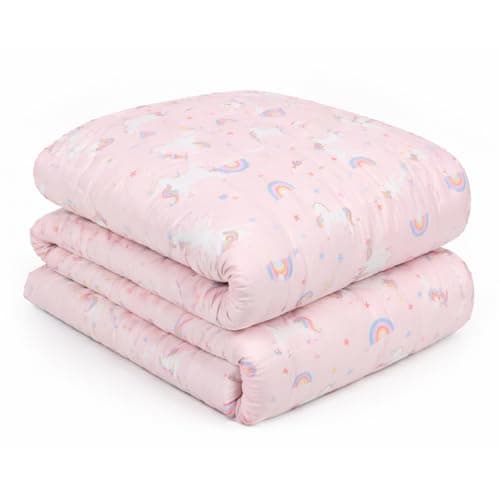 Image of OHS Weighted Blanket Teddy Fleece 3kg Unicorn Pink, Comfort Heavy Blanket Calming Stress Insomnia Anxiety Relief for Adults, Single - 100 x 150cm - (Disclaimer Only suitable for age 3+ years)