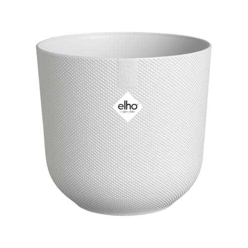 Image of elho Jazz Round 23cm Flower Pot - Indoor Plant Pot - 100% Recycled Plastic - Unique Structure - White/Silky White