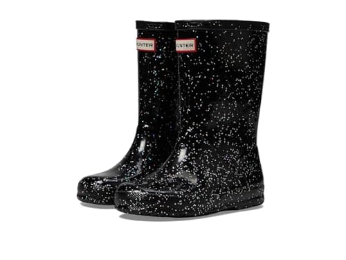 Image of Hunter Kids First Undefined's Glitter Slip On Logo Front Ankle Boots (Black, UK 10)