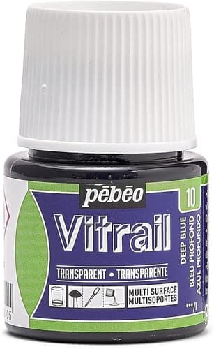 Image of Pebeo Vitrail Stained Glass Effect Glass Paint 45-Milliliter Bottle, Deep Blue,Deep Blue